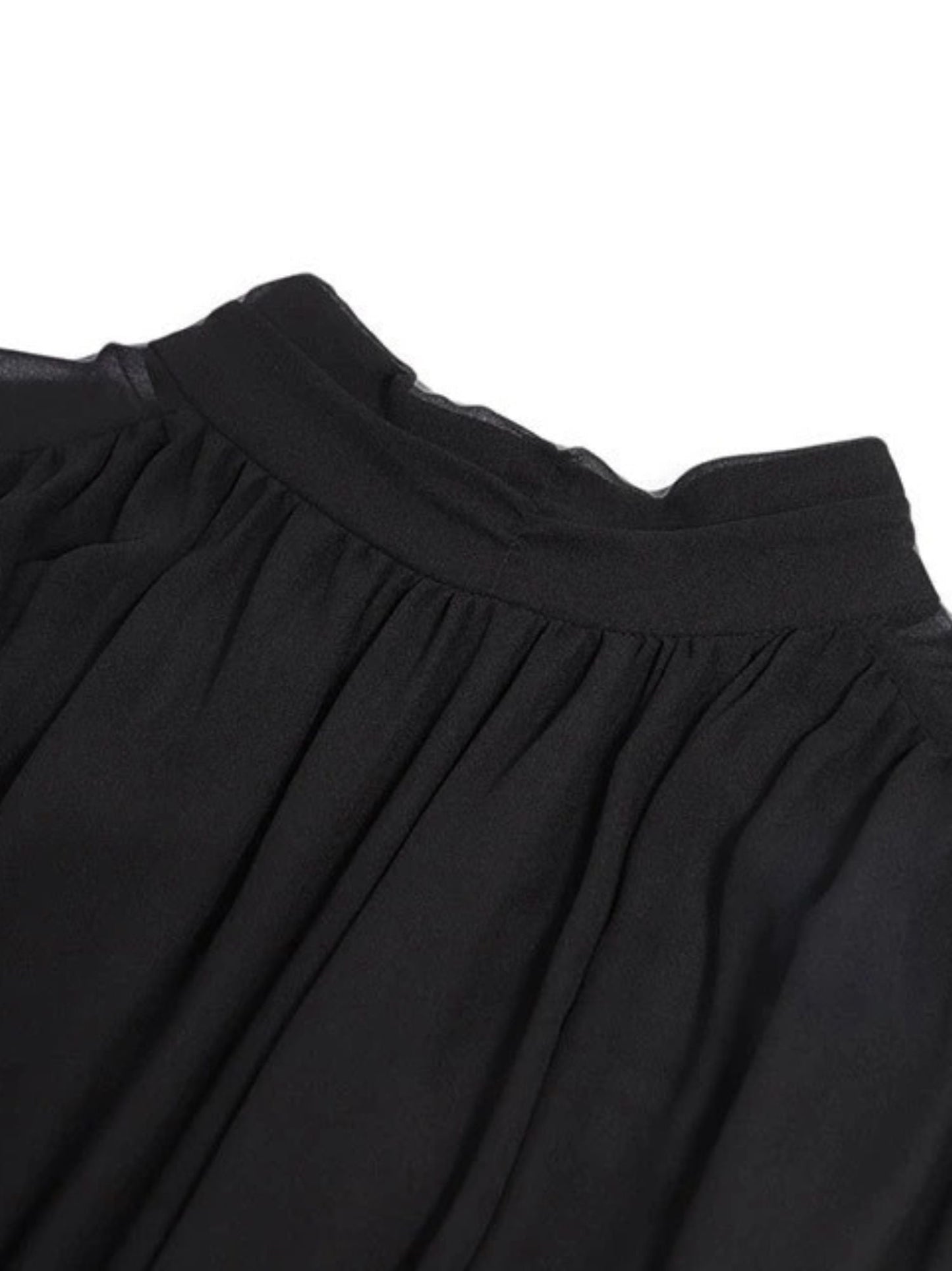 Vestido midi mujer Cuello alto Mangas transparentes