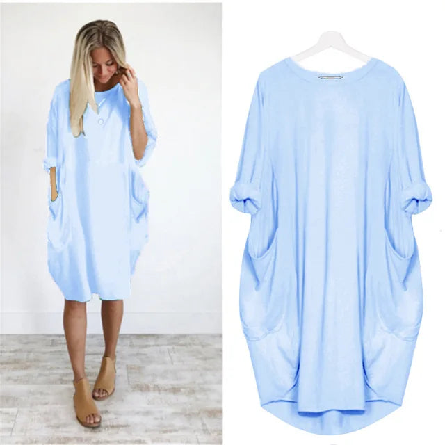 Vestido corto mujer tejido ligero estilo oversize relajado