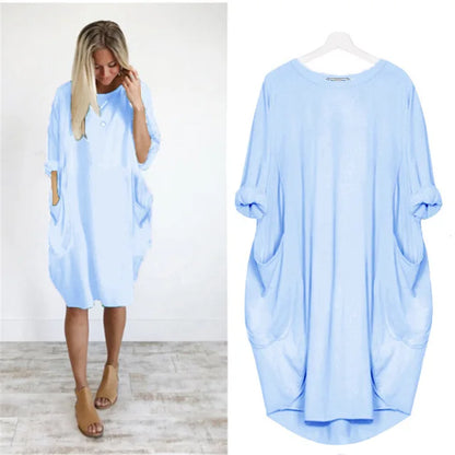 Vestido corto mujer tejido ligero estilo oversize relajado
