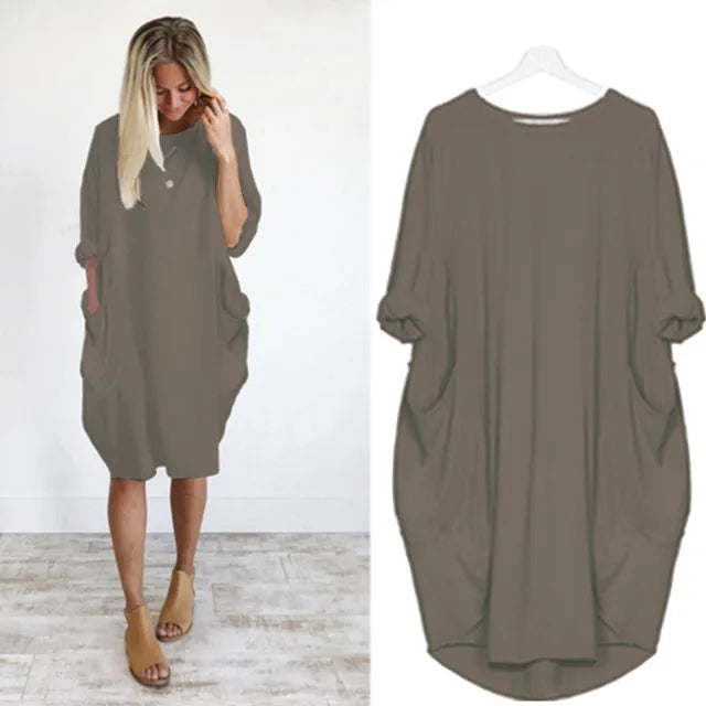 Vestido corto mujer tejido ligero estilo oversize relajado