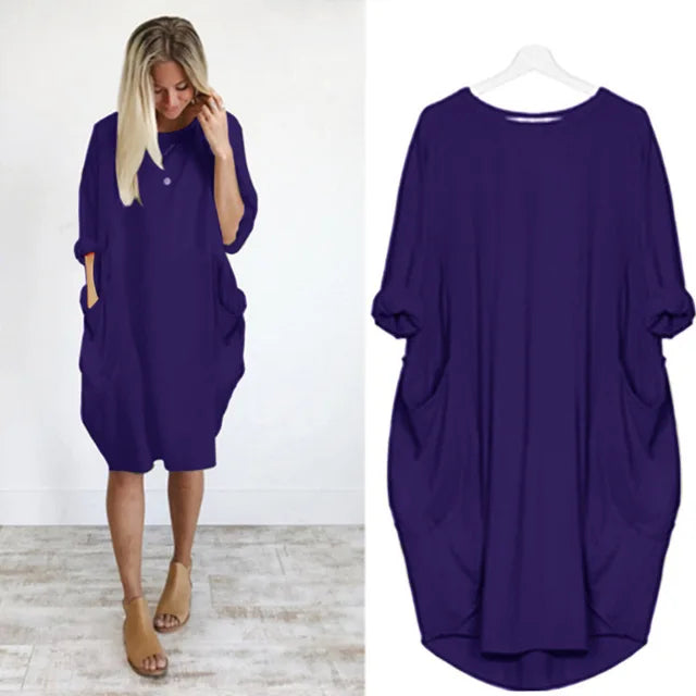 Vestido corto mujer tejido ligero estilo oversize relajado
