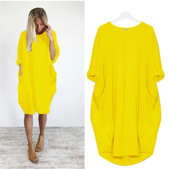 Vestido corto mujer tejido ligero estilo oversize relajado