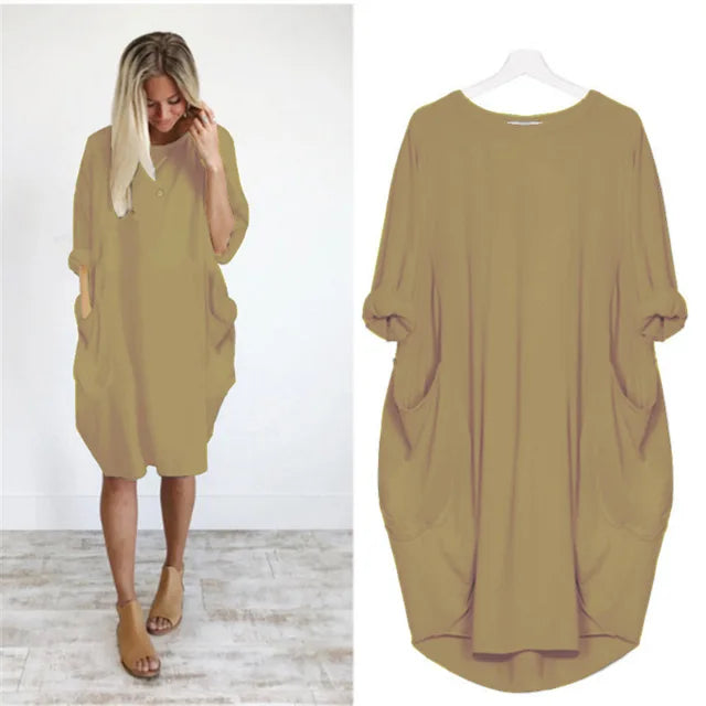 Vestido corto mujer tejido ligero estilo oversize relajado