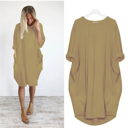 Vestido corto mujer tejido ligero estilo oversize relajado