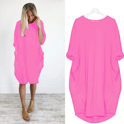Vestido corto mujer tejido ligero estilo oversize relajado