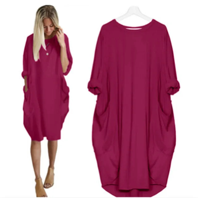 Vestido corto mujer tejido ligero estilo oversize relajado