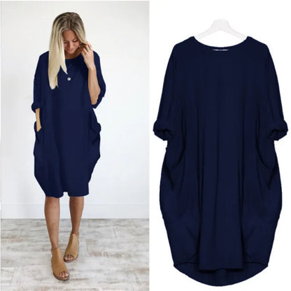 Vestido corto mujer tejido ligero estilo oversize relajado