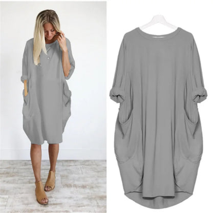Vestido corto mujer tejido ligero estilo oversize relajado
