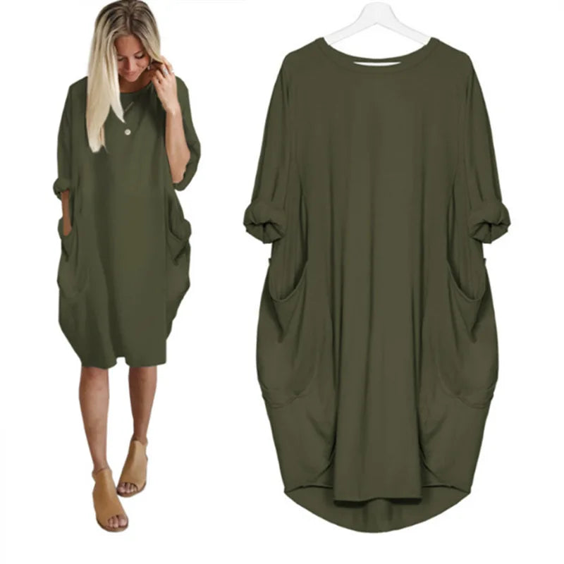 Vestido corto mujer tejido ligero estilo oversize relajado