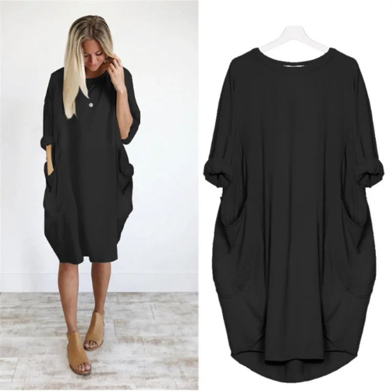 Vestido corto mujer tejido ligero estilo oversize relajado