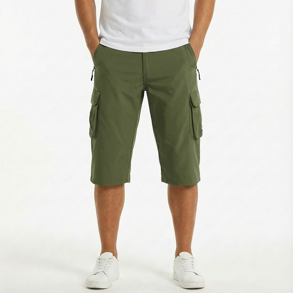Pantalones Cortos Cargo Hombre Algodón Ajuste Utilitario