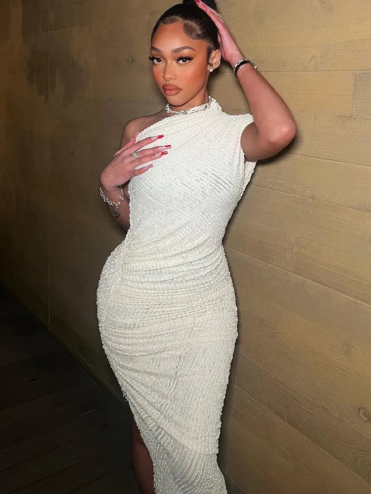 Vestido Asimétrico Mujer de Un Solo Hombro