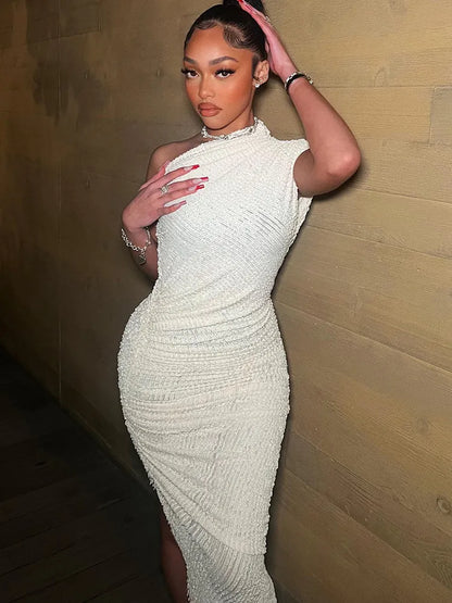Vestido Asimétrico Mujer de Un Solo Hombro