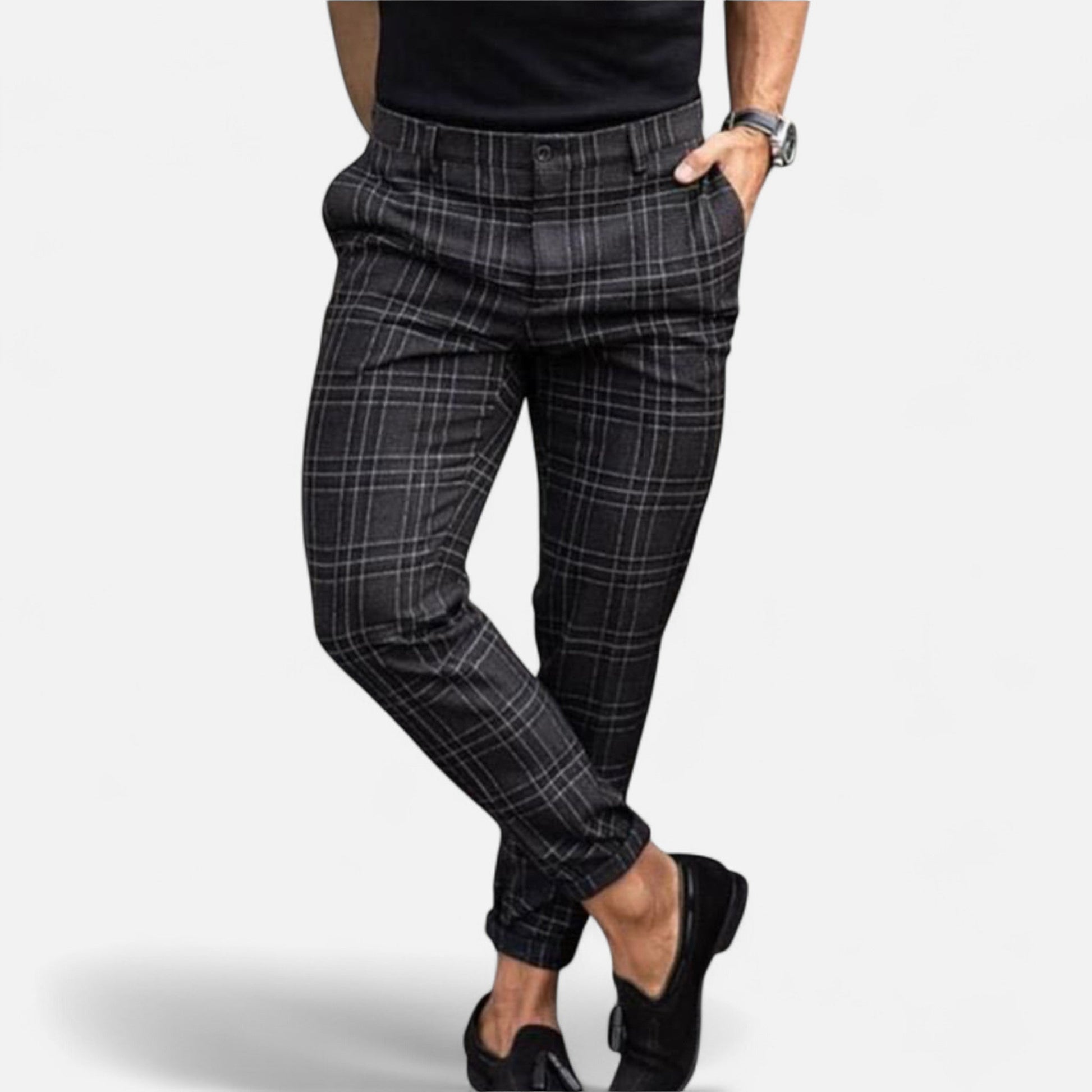 Pantalones Chinos Hombre Slim Fit Cuadro Clásico Stretch - Mavetta