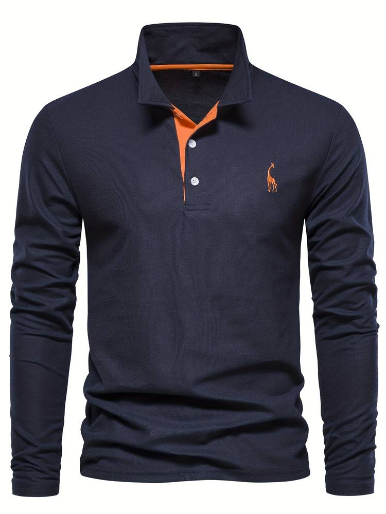 Polo Hombre Manga Larga Detalles en Cinta Ajuste Regular