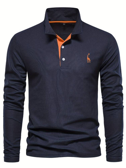 Polo Hombre Manga Larga Detalles en Cinta Ajuste Regular