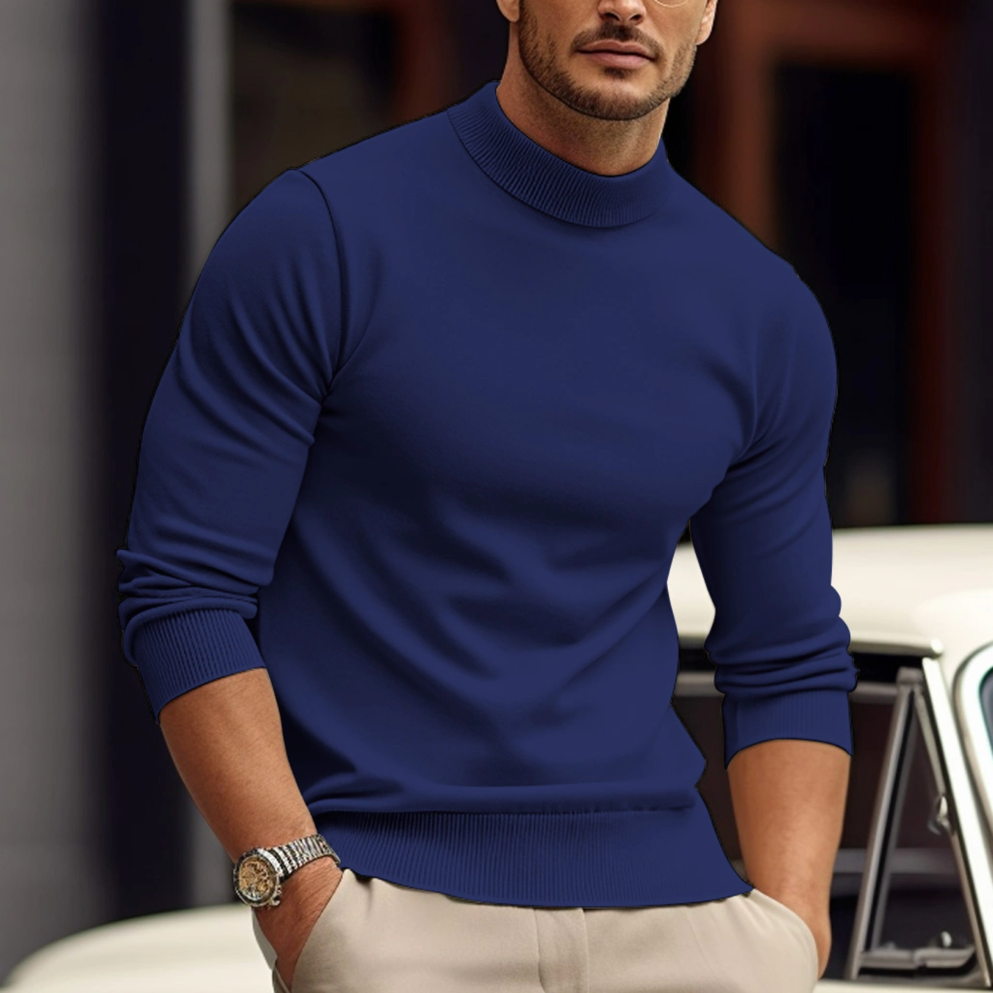 Jersey hombre de algodón cómodo manga larga primavera otoño