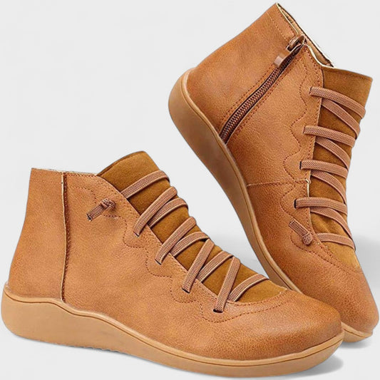 Botines Mujer Piel con Cordones y Cremallera Lateral Casual - Mavetta