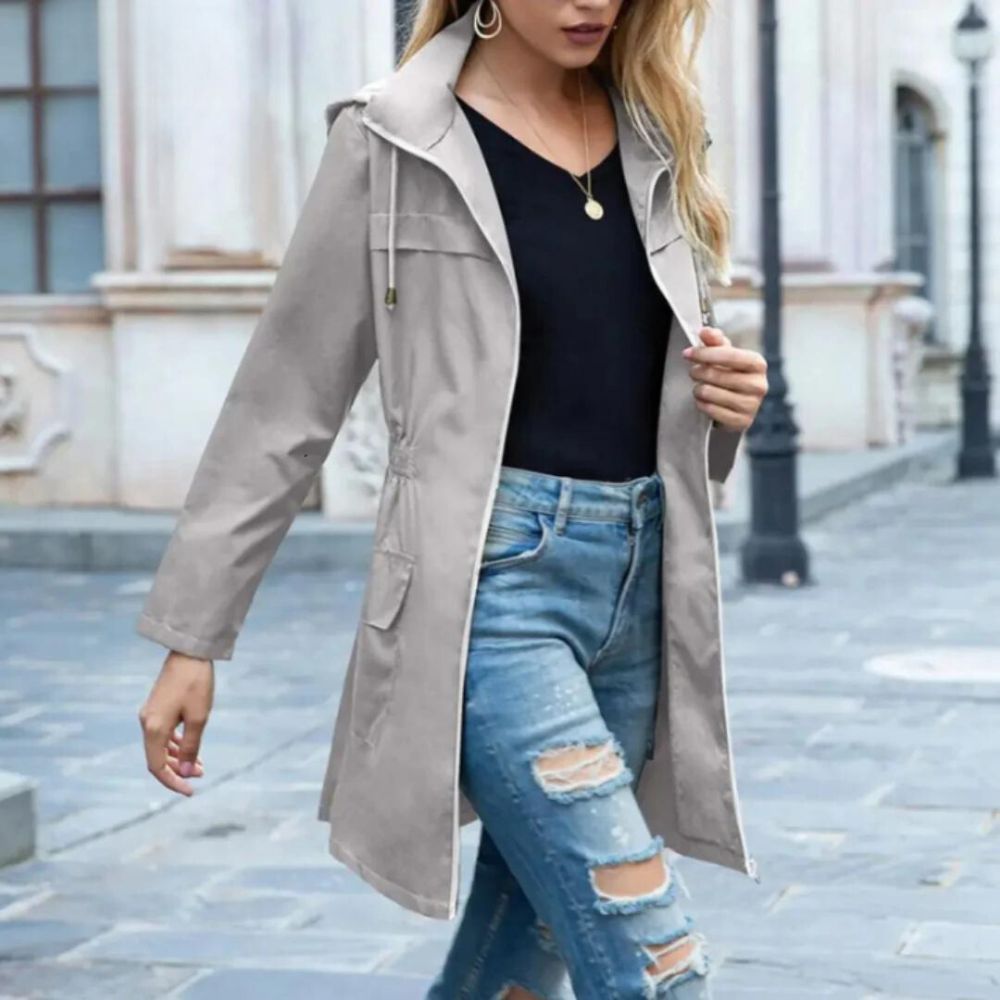 Trench coat mujer impermeable corte ajustado