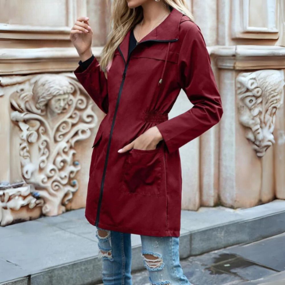 Trench coat mujer impermeable corte ajustado