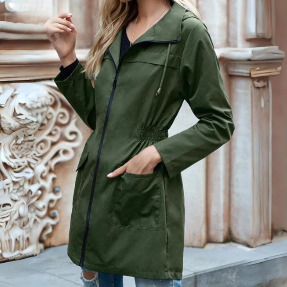 Trench coat mujer impermeable corte ajustado