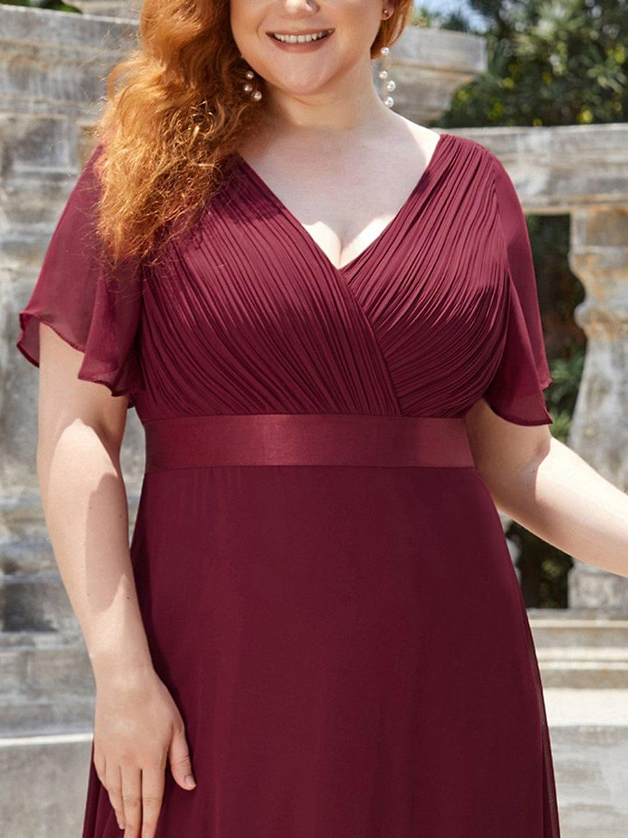 Vestido largo Mujer de gasa con cintura imperio y mangas cortas