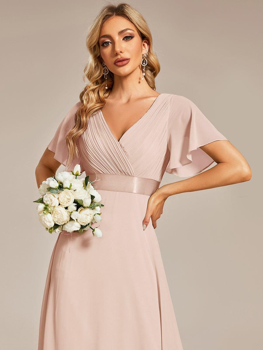 Vestido largo Mujer de gasa con cintura imperio y mangas cortas