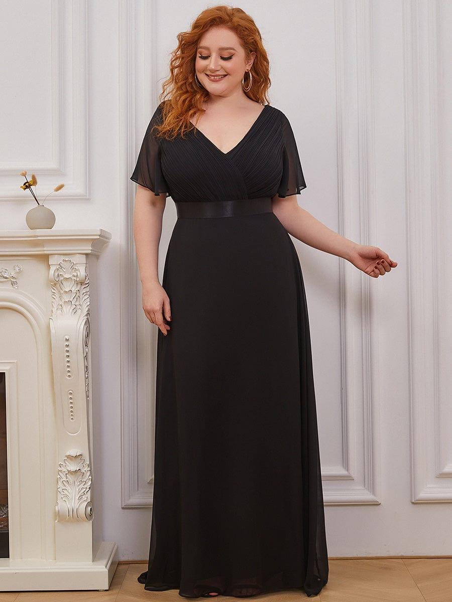 Vestido largo Mujer de gasa con cintura imperio y mangas cortas