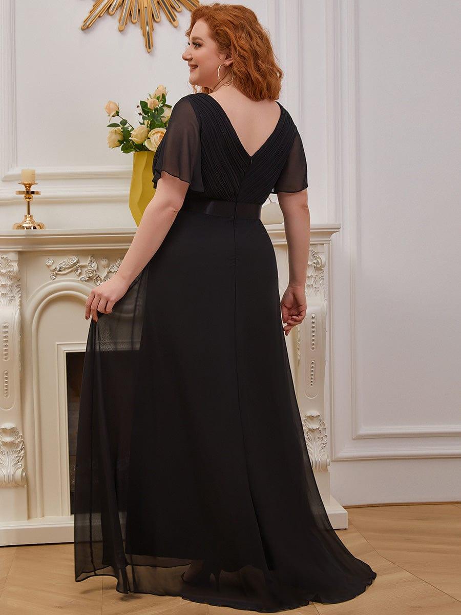 Vestido largo Mujer de gasa con cintura imperio y mangas cortas