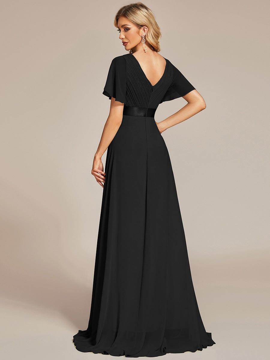 Vestido largo Mujer de gasa con cintura imperio y mangas cortas