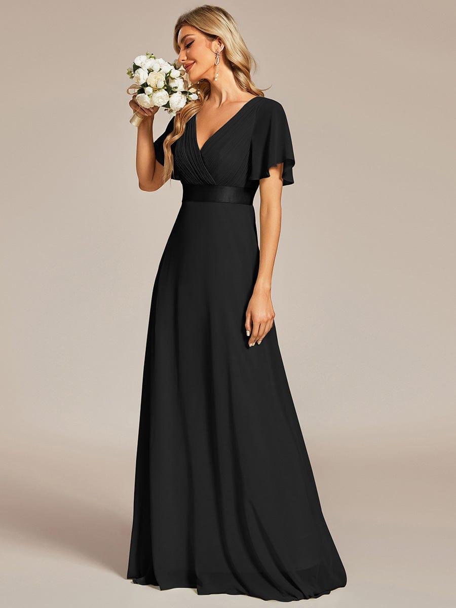 Vestido largo Mujer de gasa con cintura imperio y mangas cortas