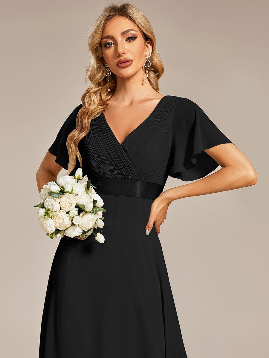 Vestido largo Mujer de gasa con cintura imperio y mangas cortas