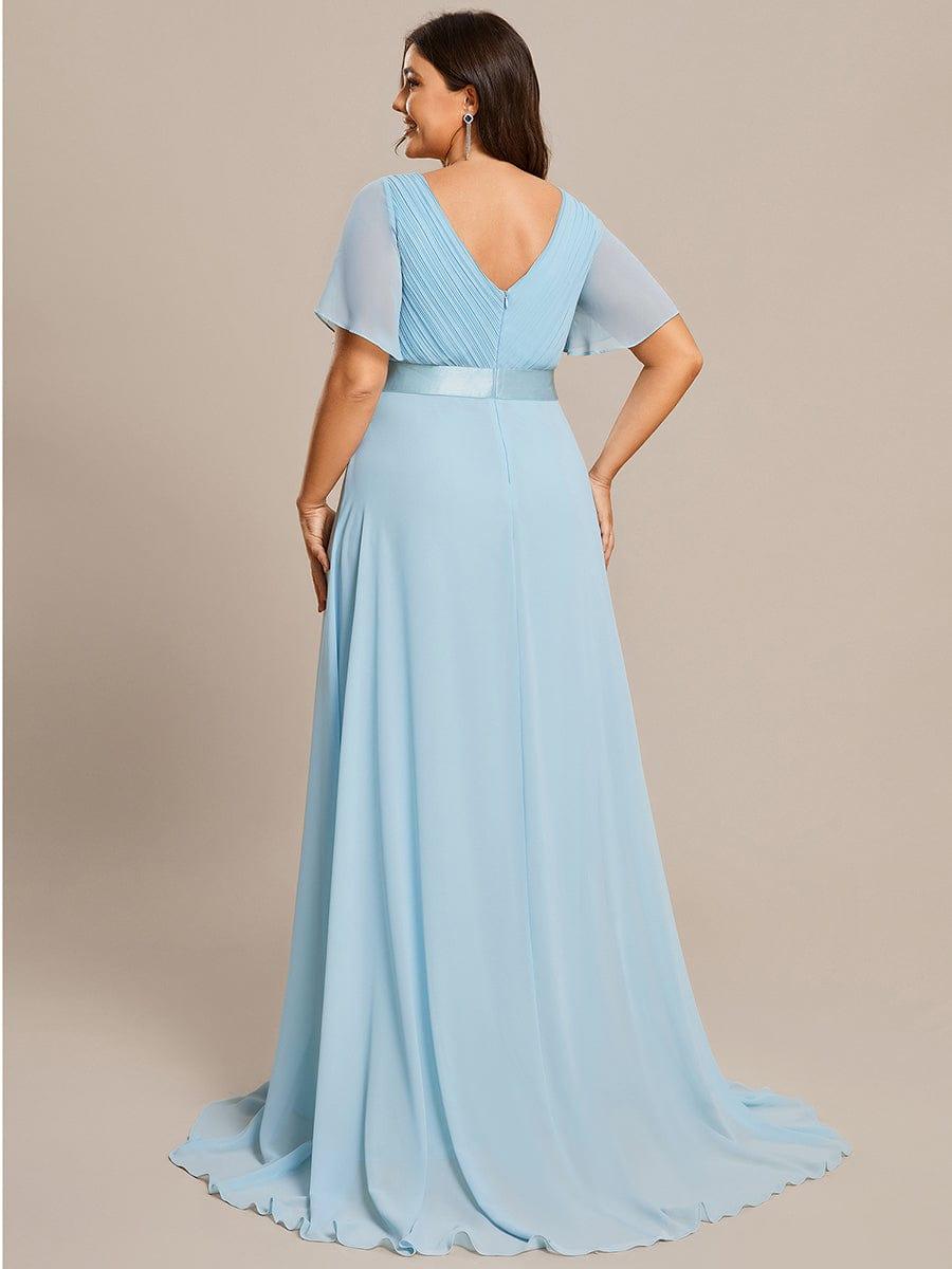 Vestido largo Mujer de gasa con cintura imperio y mangas cortas