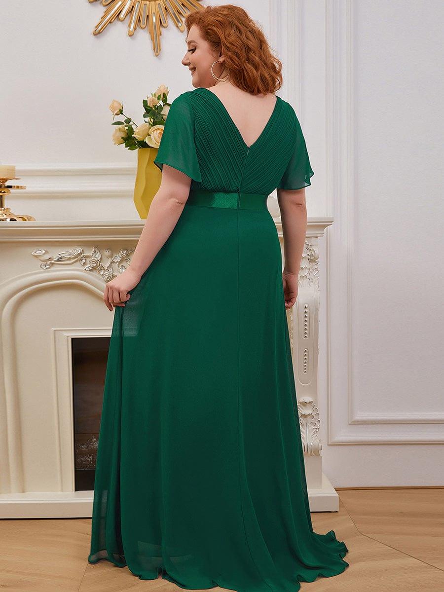 Vestido largo Mujer de gasa con cintura imperio y mangas cortas