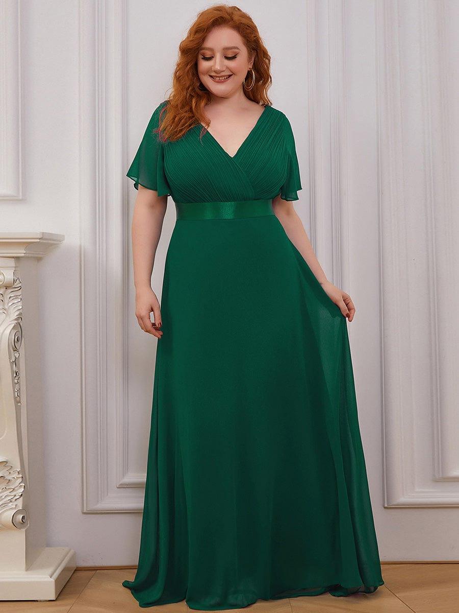 Vestido largo Mujer de gasa con cintura imperio y mangas cortas