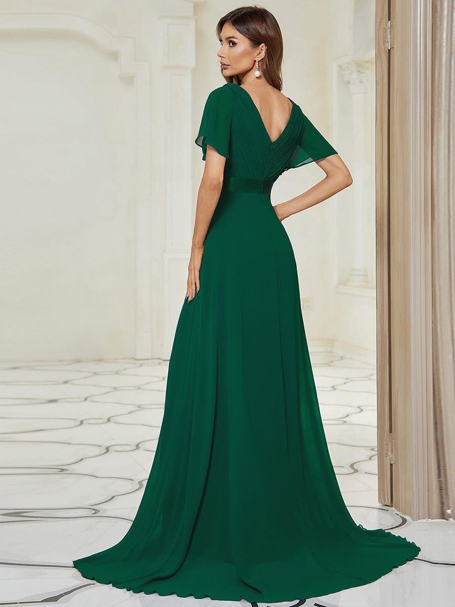 Vestido largo Mujer de gasa con cintura imperio y mangas cortas
