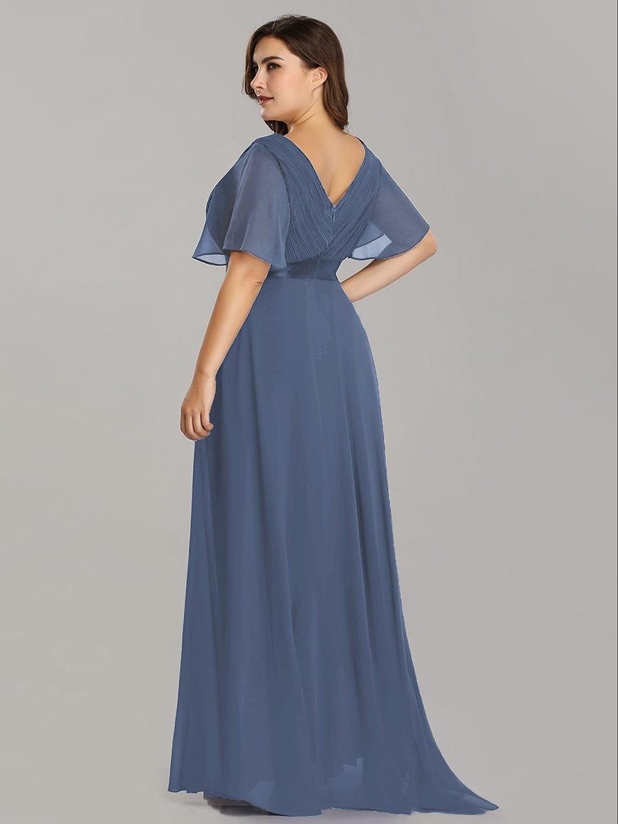 Vestido largo Mujer de gasa con cintura imperio y mangas cortas