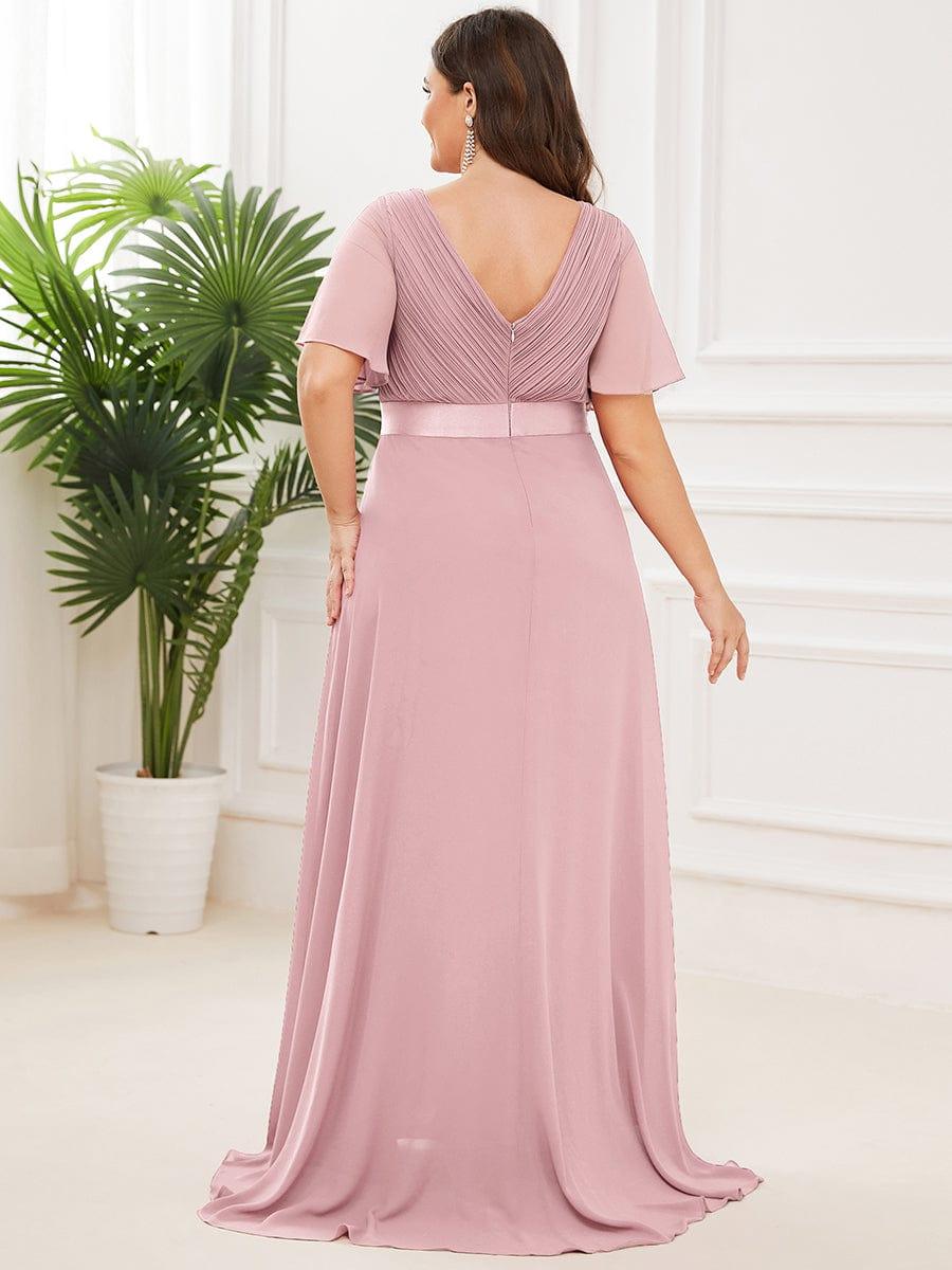 Vestido largo Mujer de gasa con cintura imperio y mangas cortas