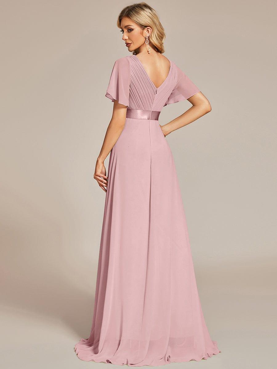 Vestido largo Mujer de gasa con cintura imperio y mangas cortas
