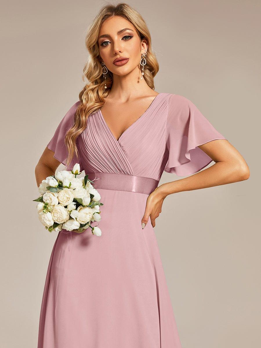 Vestido largo Mujer de gasa con cintura imperio y mangas cortas