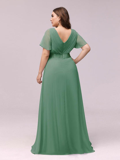 Vestido largo Mujer de gasa con cintura imperio y mangas cortas