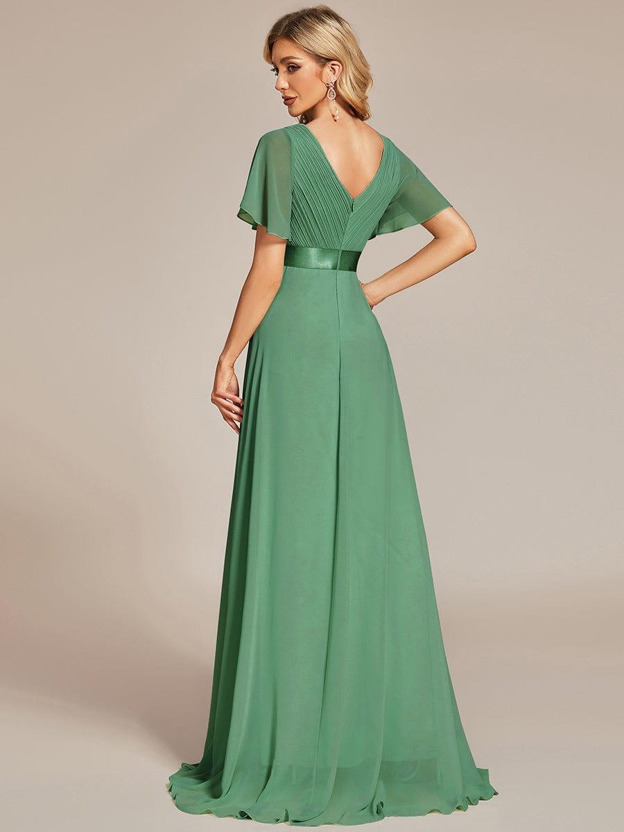 Vestido largo Mujer de gasa con cintura imperio y mangas cortas