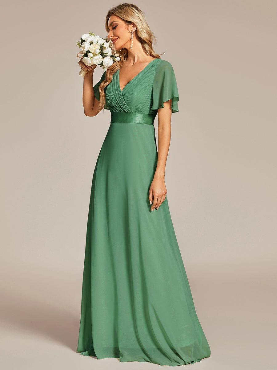 Vestido largo Mujer de gasa con cintura imperio y mangas cortas