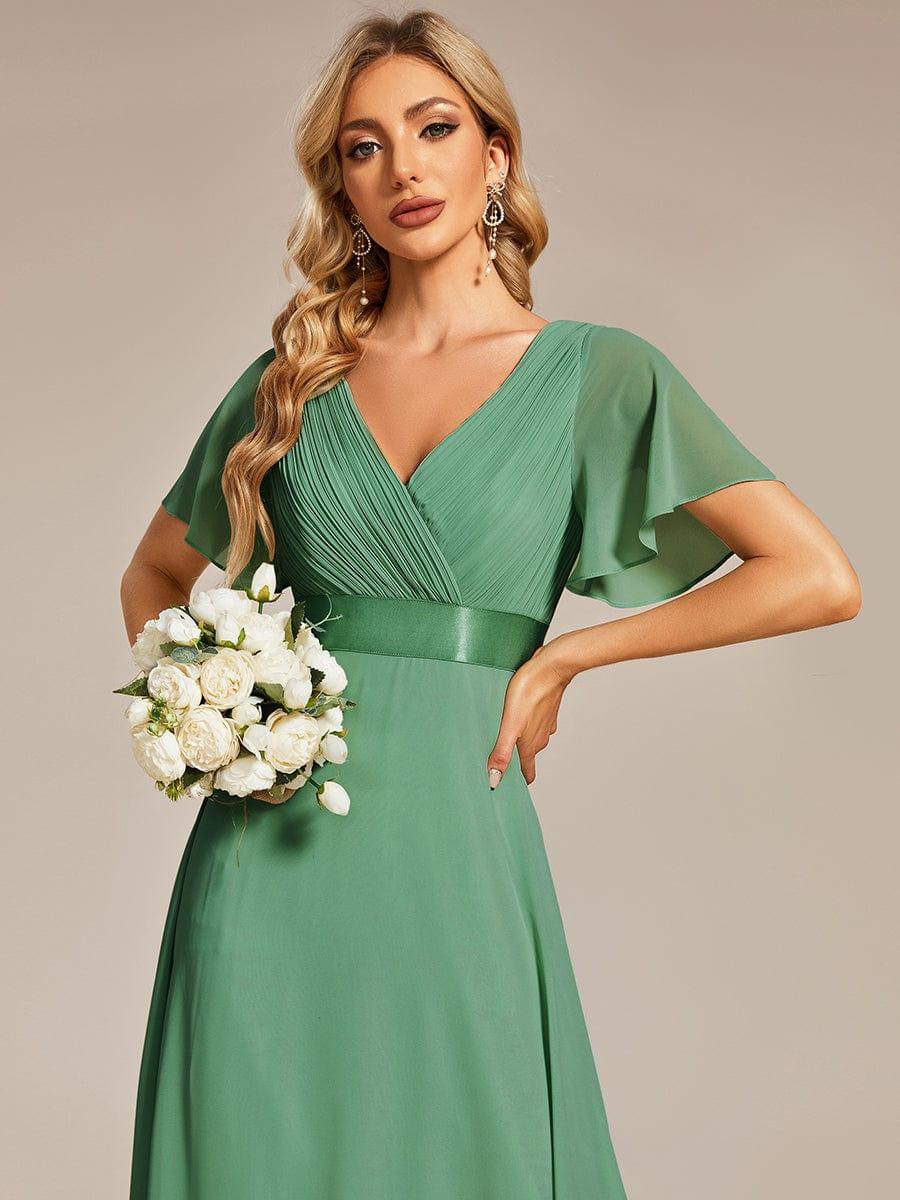 Vestido largo Mujer de gasa con cintura imperio y mangas cortas