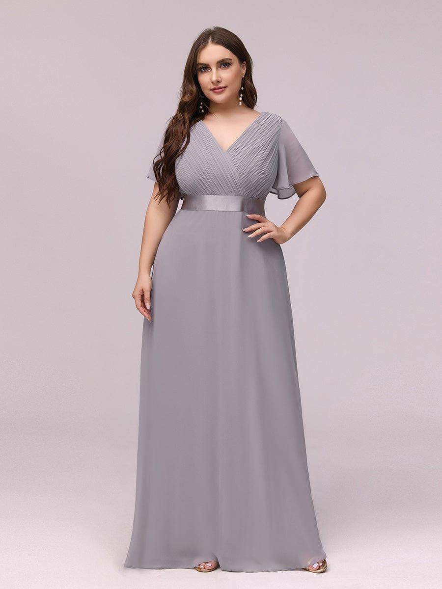 Vestido largo Mujer de gasa con cintura imperio y mangas cortas
