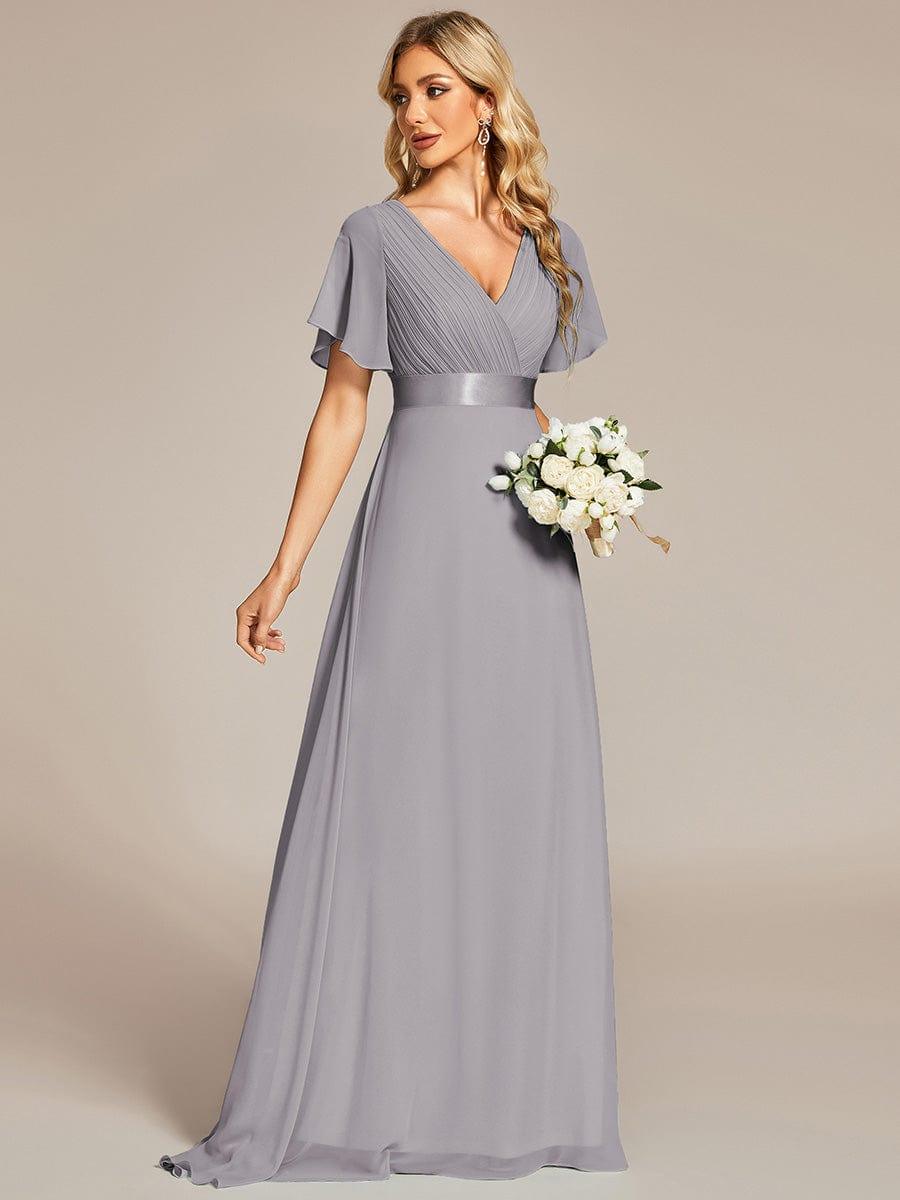 Vestido largo Mujer de gasa con cintura imperio y mangas cortas