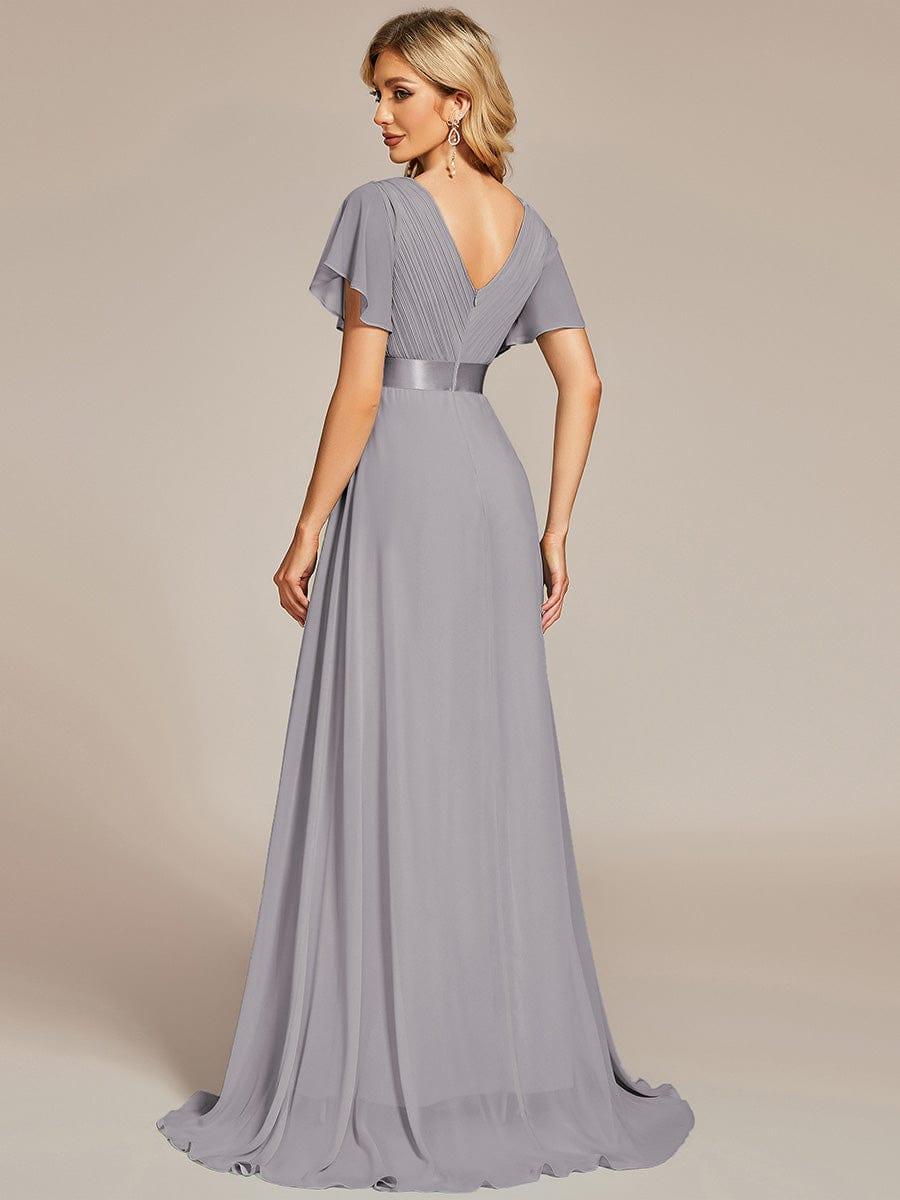 Vestido largo Mujer de gasa con cintura imperio y mangas cortas