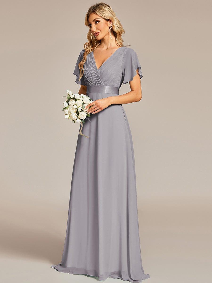Vestido largo Mujer de gasa con cintura imperio y mangas cortas