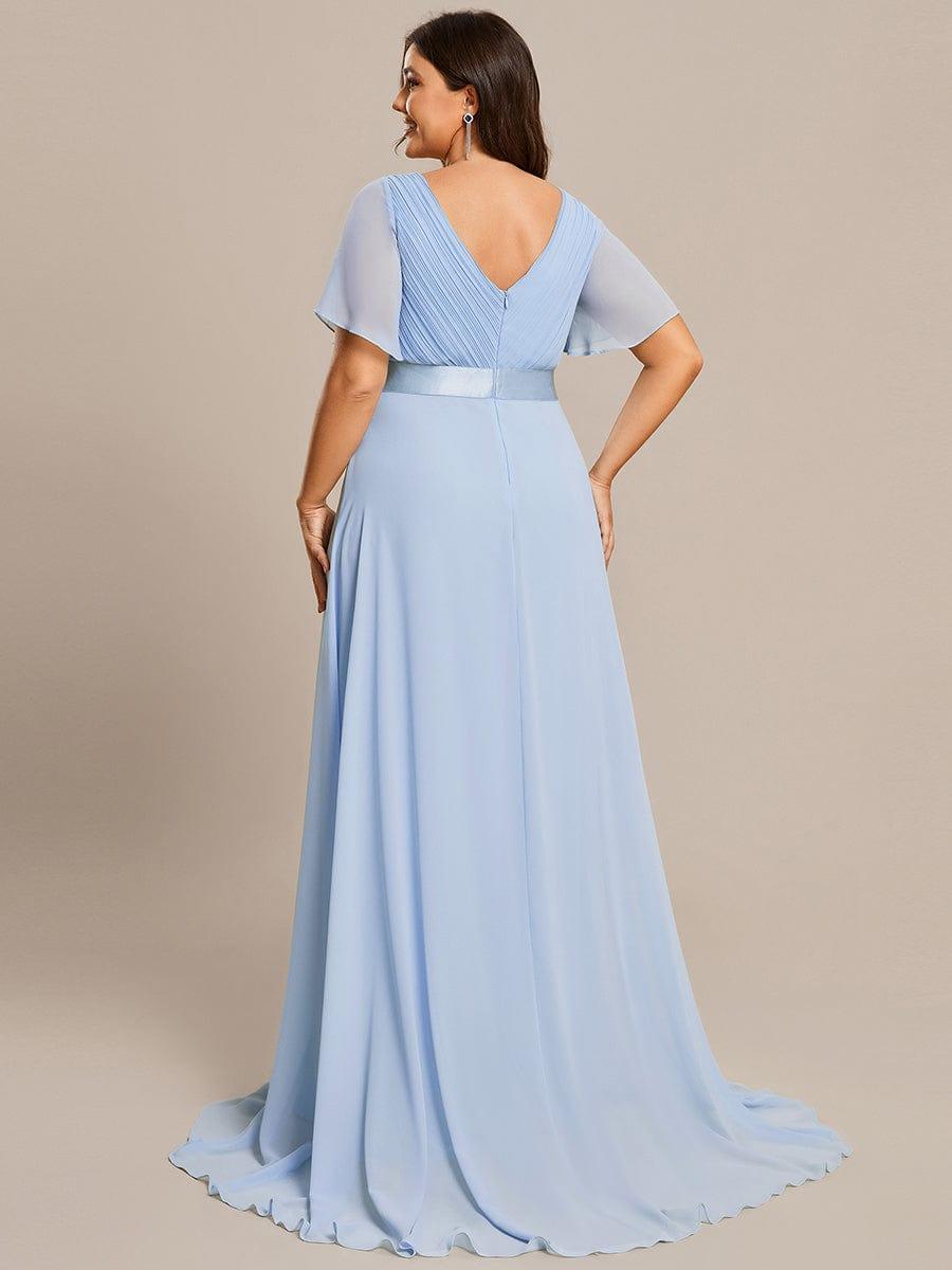 Vestido largo Mujer de gasa con cintura imperio y mangas cortas