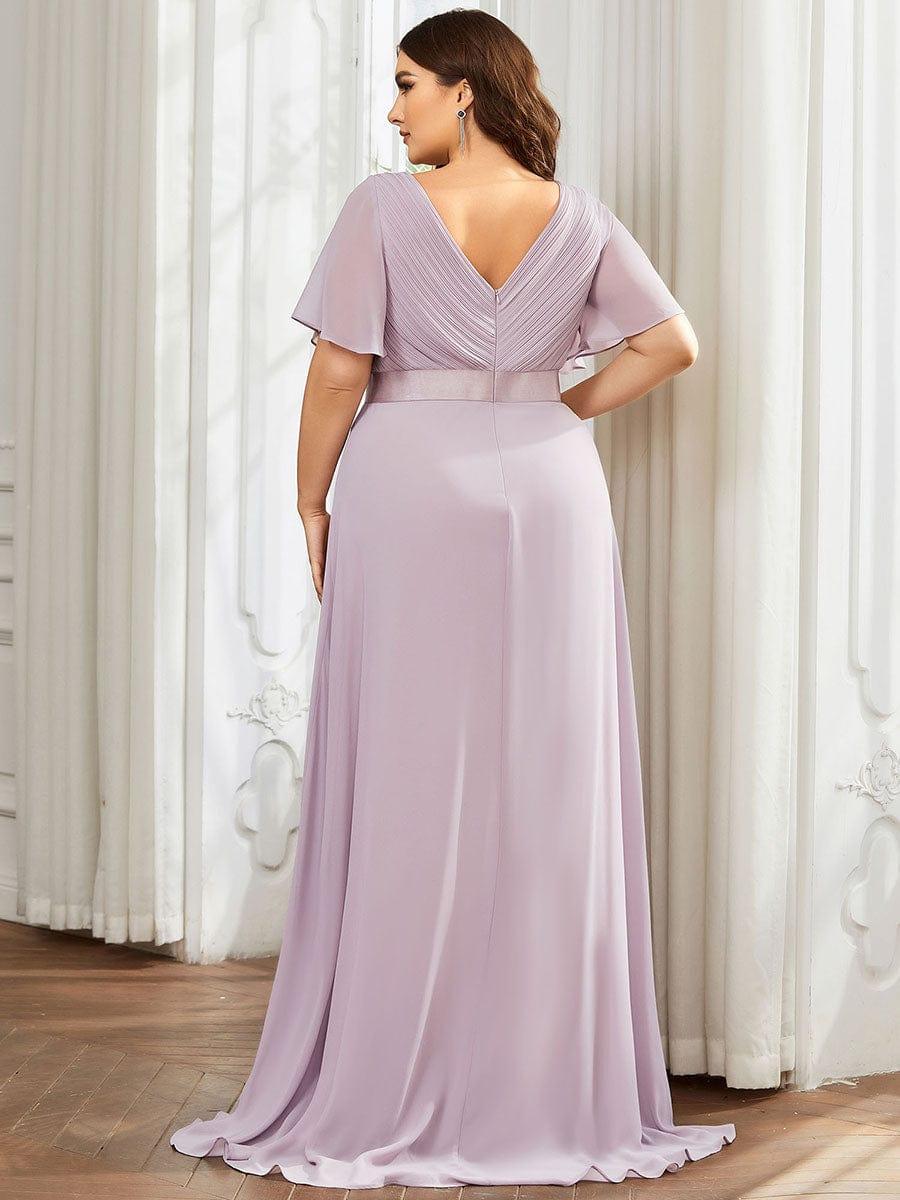 Vestido largo Mujer de gasa con cintura imperio y mangas cortas